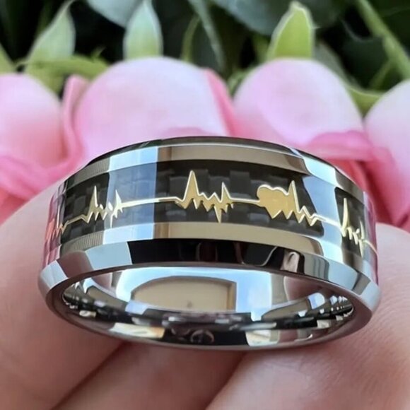 Heartbeat Tungsten Ring Size 10 - Picture 3 of 5